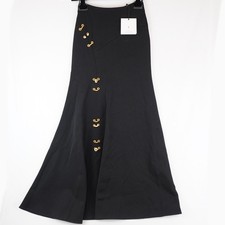 Schiaparelli Piercing Maxi Skirt In Black With Gold Hardware - Women's Size 34