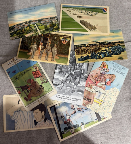 Vintage Military Postcard Lot WWII Training Aviation Cadets Comic Rangers Mixed