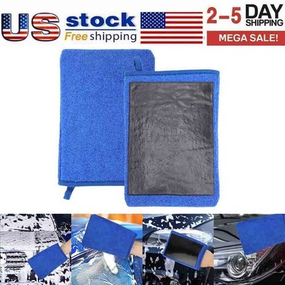 2Pcs Car Wash Gloves Microfiber Clay Bar Towel Detailing Cleaning Cloth Rag Mitt