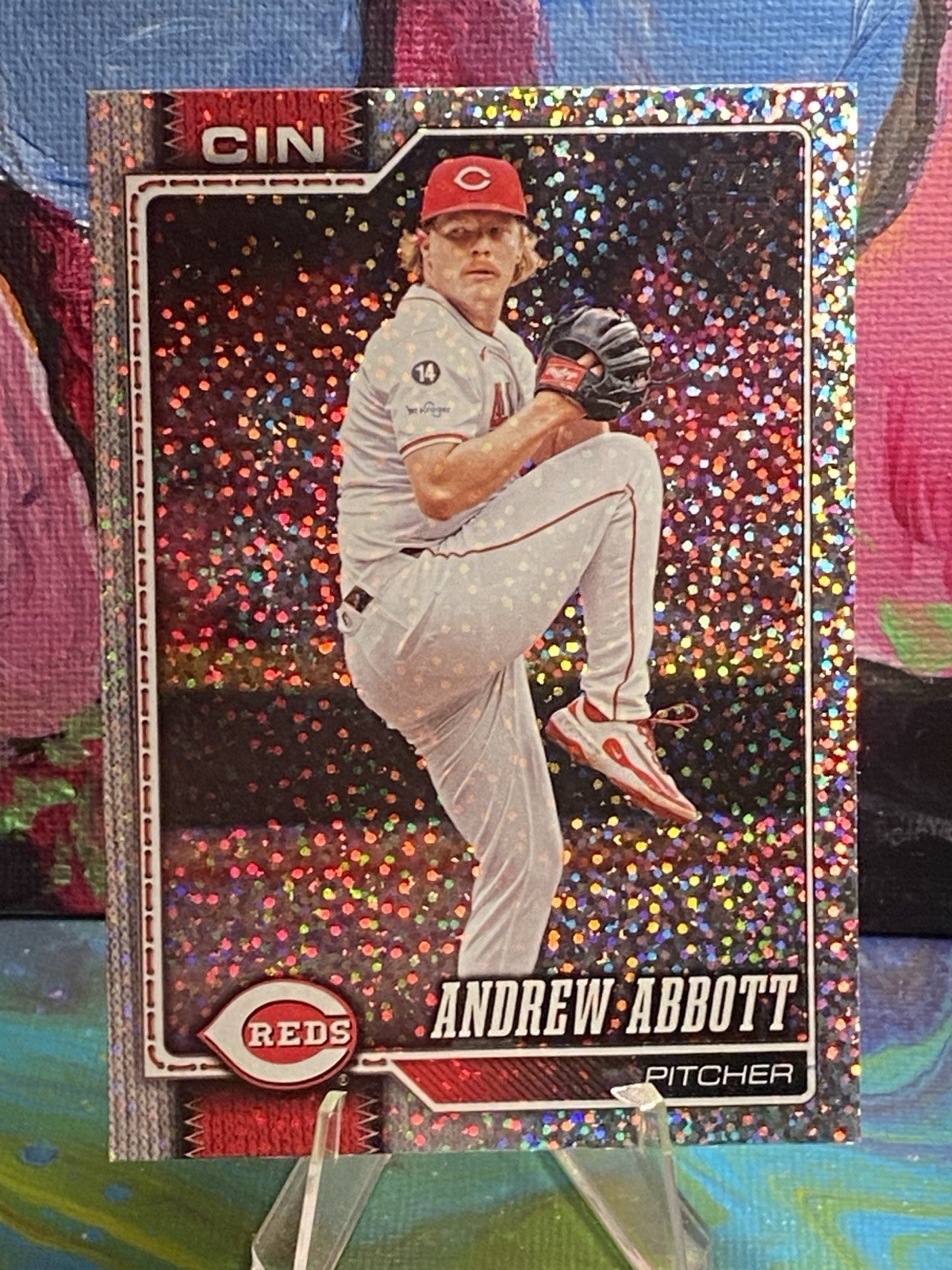 Andrew Abbott 2026 Topps Series 1 Celebration #218 Confetti Foil Reds SP