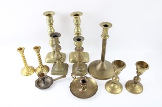 Vintage Brass Candlestick Holders Pairs & Singles Of Various Styles & Size 3.8kg