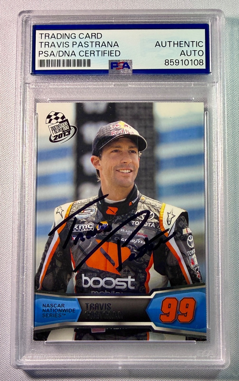 2013 Press Pass Racing Travis Pastrana NASCAR Signed Auto Card #53 PSA DNA
