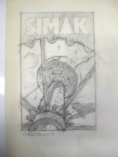 1980s Original book art Chris Moore Clifford D Simak Cemetery World Methuen v2