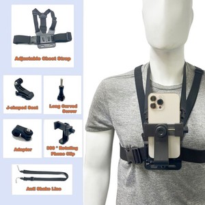 Adjustable Chest Strap Phone Mount for POV Vlogging Hands-Free Cycling & Hiking