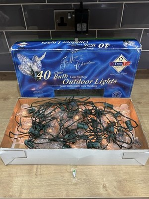 Vintage Baumkrone 40 klare Birnen Kristall Zapfen Außen blinkende Weihnachtsbeleuchtung sehr guter Zustand