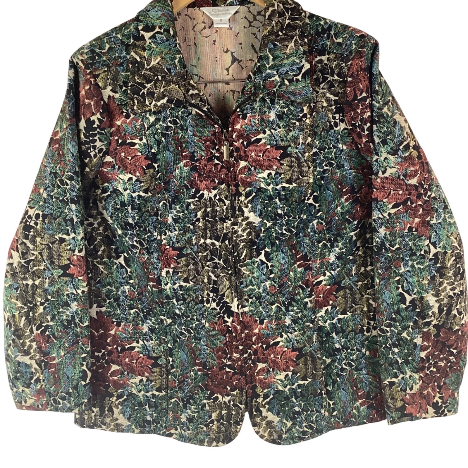 CJ Banks Womens Floral Tapestry Jacket X Extra Large Multicolor Long Sleeve