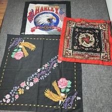 Vtg Harley Davidson Biker Bandana Handkerchief Durag Lot Bundle 80s 90s USA Made