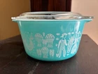PYREX 473 Turquoise Amish Butterprint 1Qt Casserole Dish with Lid