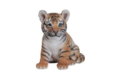 Hi Line Tiger Baby Sitting Statue, 9.5-inch Height