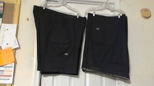 UNIFIRST SOFT TWILL CARGO WORK SHORTS 50 X 11 LOT OF 2 BLACK PRE-OWNED
