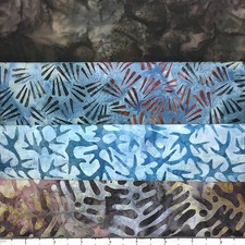 Lot of 4 1 Yard Cuts 100 Cotton Quilting Batik Fabric Brown Blue Rust 390A