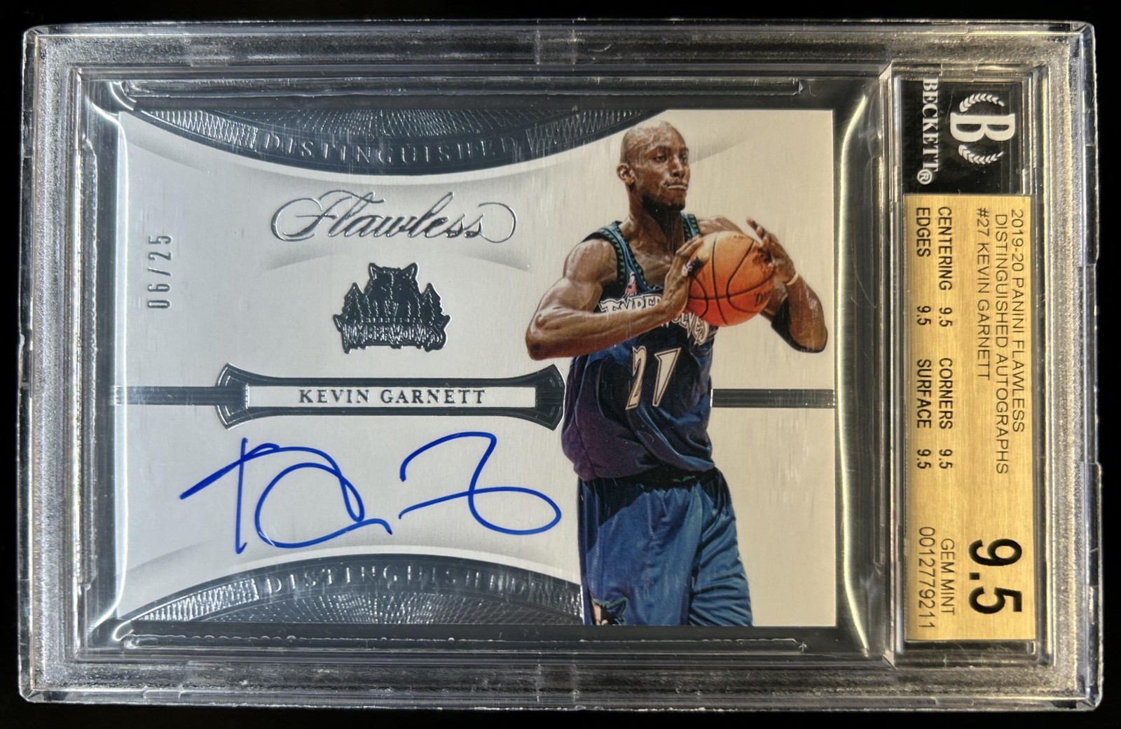 2019-20 Panini Flawless Kevin Garnett Distinguished Auto #/25 BGS 9.5/10