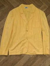 Vintage Jousse Paris Ladies Yellow Cotton Jacket Shirt France Size Medium 1980s 