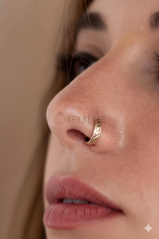 Indian Tribal Style 8mm Nose Hoop 925 Sterling Silver Cartilage Ring - Image 3 of 4