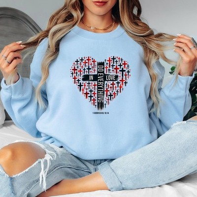 Do Everything In Love Damen Christian Sweatshirt Religious Faith Damen Pullover