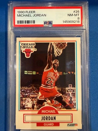 1990 FLEER CARD# 26 MICHAEL JORDAN PSA 8 NM/MINT