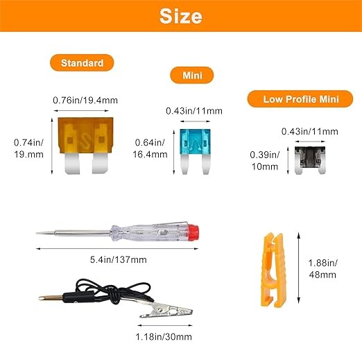 306 PCS Car Fuses Assortment Kit, With 2 Car Fuse Tester and 2 Fuse Puller-306