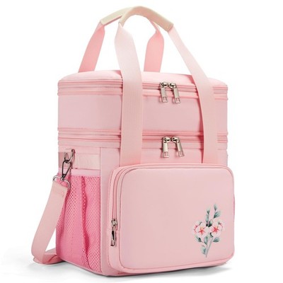 16L Pink Large Lunch Bag Box for Women Dual Compartment Waterproof Cooler