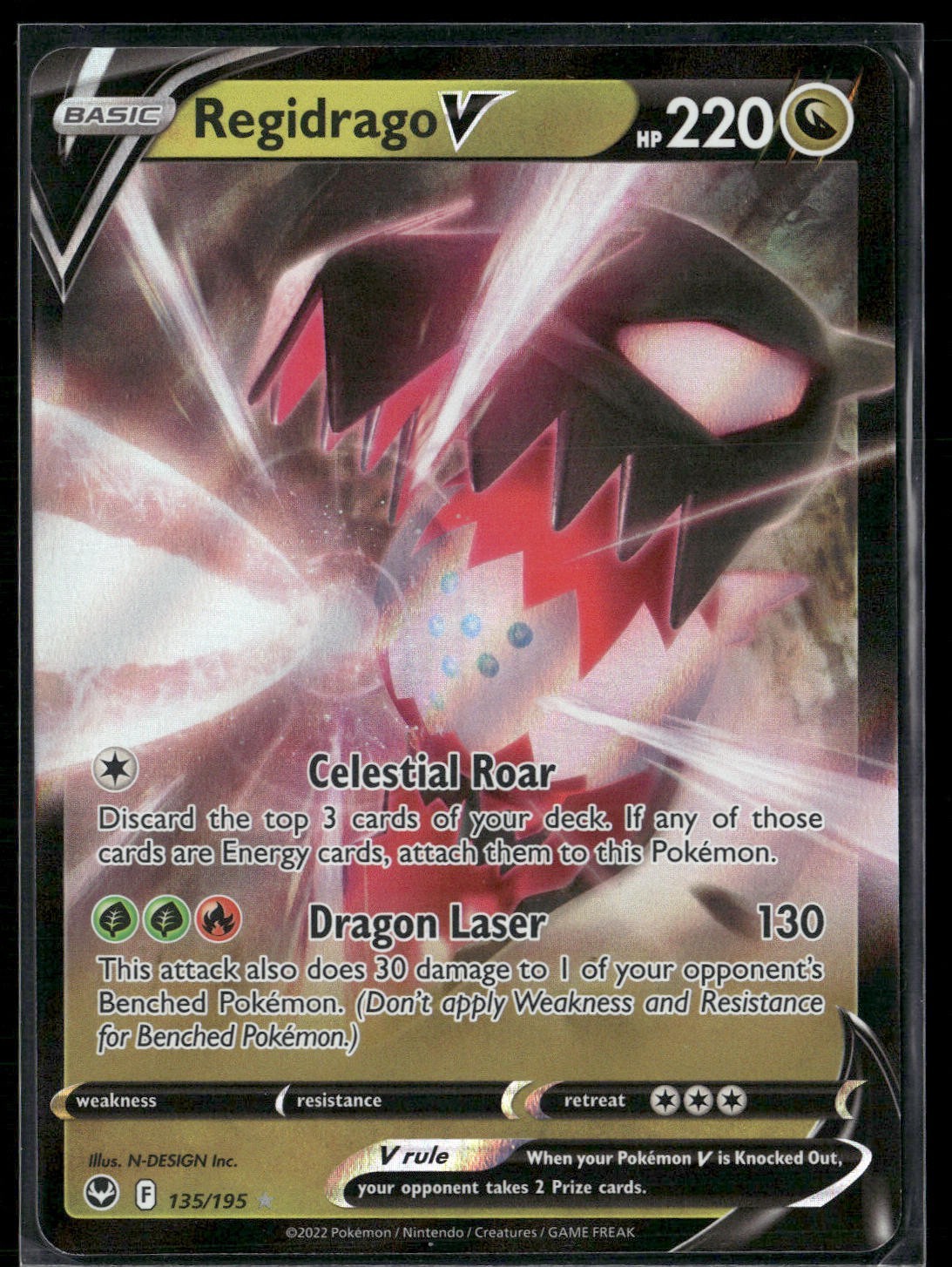 Pokemon - Regidrago V 135/195 Silver Tempest Holo Ultra Rare NM