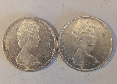(2) 1967 80% SILVER CANADIAN HOWLING WOLF HALF DOLLARs (~18.6 grams Ag)