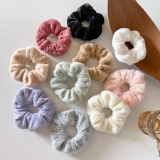 Winter Warm Soft Scrunchie Vintage Plush Elastic Hair Band Tie Multicolor Big