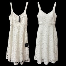 Lulus Divine Beauty Bridal White Lace Midi Dress With Pockets MIDI Tea length