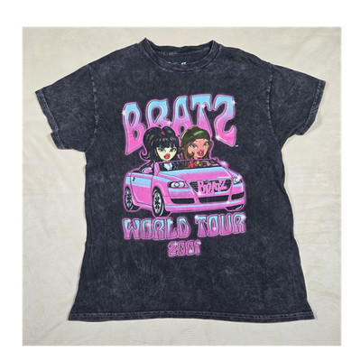 Bratz World Tour 2001 Black Graphic Print Cotton Crew Neck T-Shirt M