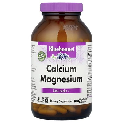 Bluebonnet Nutrition Calcium Plus Magnesium 180 Veggie Caps Egg-Free, Fish Free,