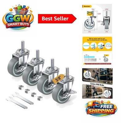 Versatile 3'' Locking Casters with Strong 600 lb Load Capacity - Easy to Install