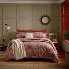Image of Morris & Co Larkspur Duvet Cover Set Double Crimson Red