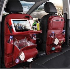PU Leather Car Storage Bag Multifunction Seat Back Tray Hanging Bag Waterproof C