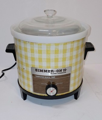 Vintage Hamilton Beach Scovill Slow Cooker Simmer-On II Yellow Plaid 4 Quart 