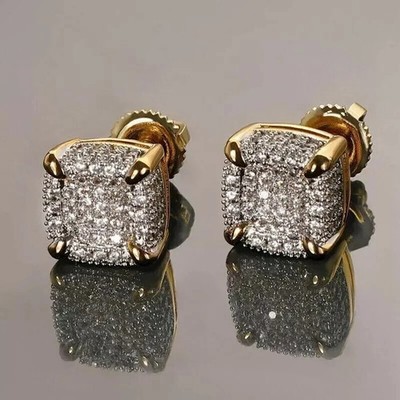 Ohrhänger 3 kt Asscher-Schliff Lab Created grüner Smaragd 14 kt Gelbgold vergoldet