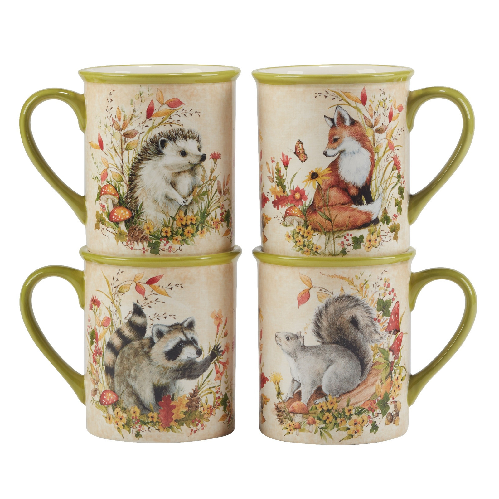 Certified International Woodland Critters 18 oz Mug Set of 4  