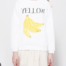 GANNI Women's Banana Print Relaxed Fit  Sleeve sweatshirt White XL