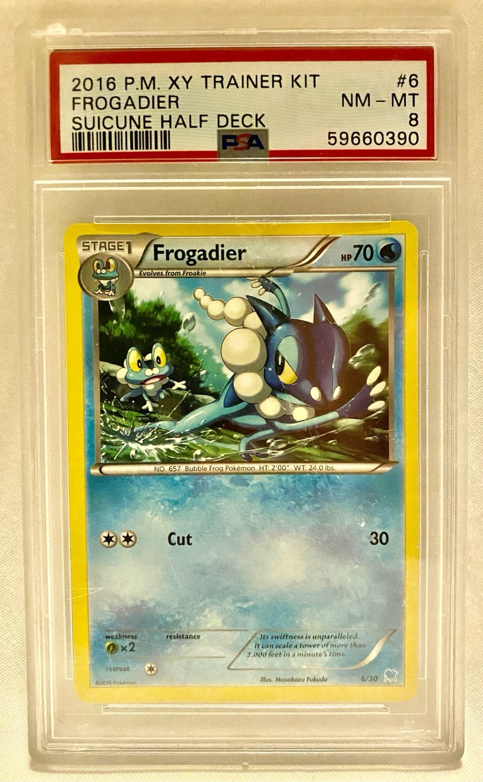 Pokemon 2016 Frogadier 21/30 XY Trainer Kit: Pikachu Libre & Suicune PSA 8