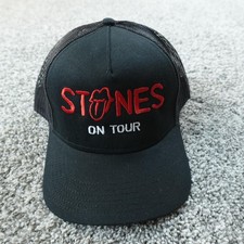 VTG Rolling Stones Hat Cap Mens One Size Black Trucker Adjustable Snap Back Mesh
