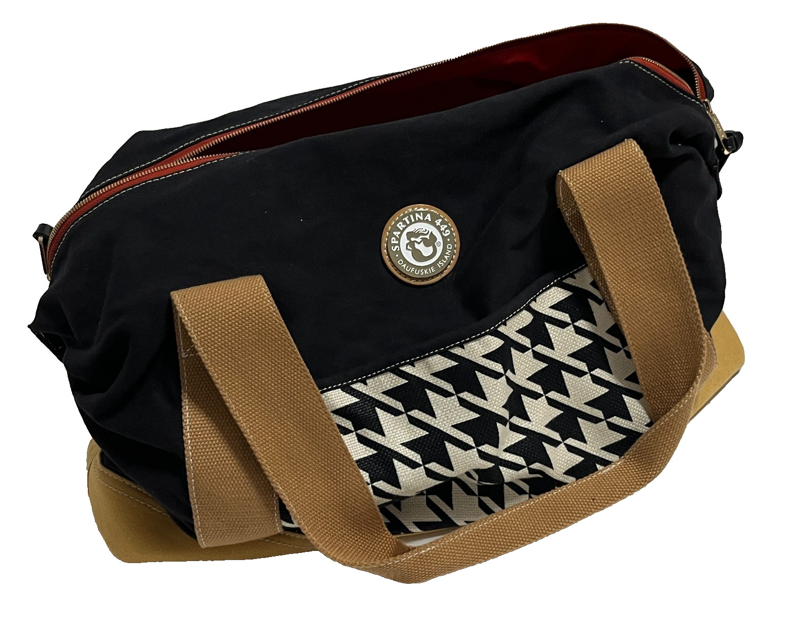 SPARTINA 449 Houndstooth Travel Stoddard Cargo Duffle Bag We
