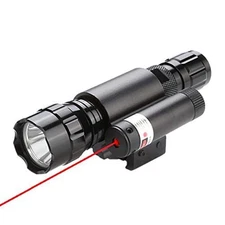 Tactical Flashlight and Red Laser Dot Sight Scope Combo with White,Red 
