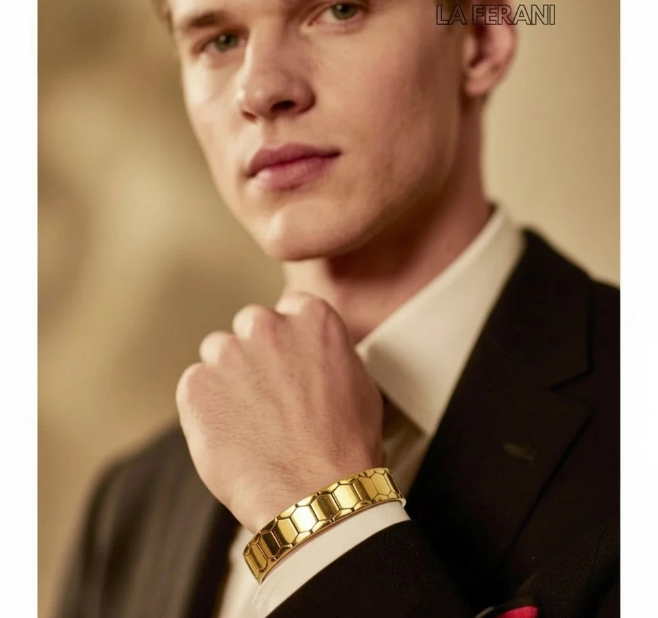 breit 10MM Armband Silberkette edel Armkette Silber Gold Herren Magnetarmband - Bild 2 von 4