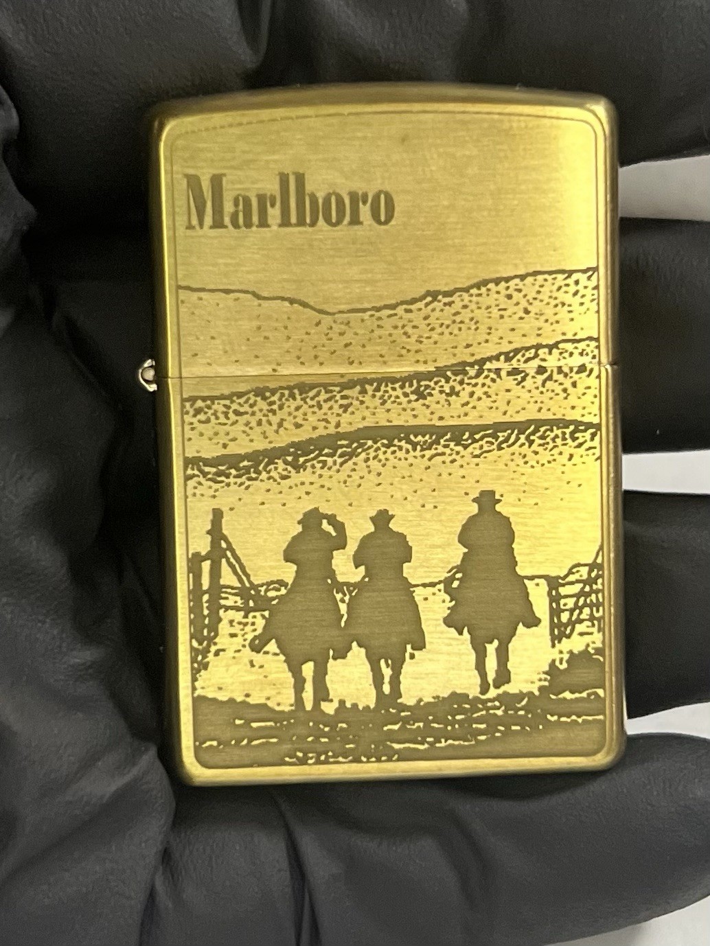Phillip Morris Zippo Marlboro Lighter Cowboy Silhouette Brass  Limited Edition