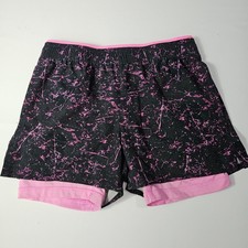 Chubbies Youth Swim Trunks Small 8/9 Black Neon Palm Tree Print Mesh Lined