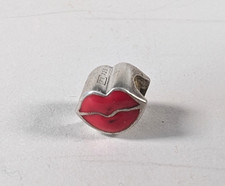 TRUTH Silver PK 925 Red Enamel Lips Kiss Bracelet Charm