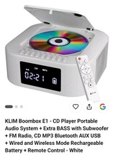 KLIM Boombox E1 - CD Player Portable Audio System, xtra BASS Subwoofer,FM,Remote