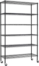 Wire Shelving Unit with Wheels Steel 6 Tier Heavy Duty Layer Rack Storage Metal