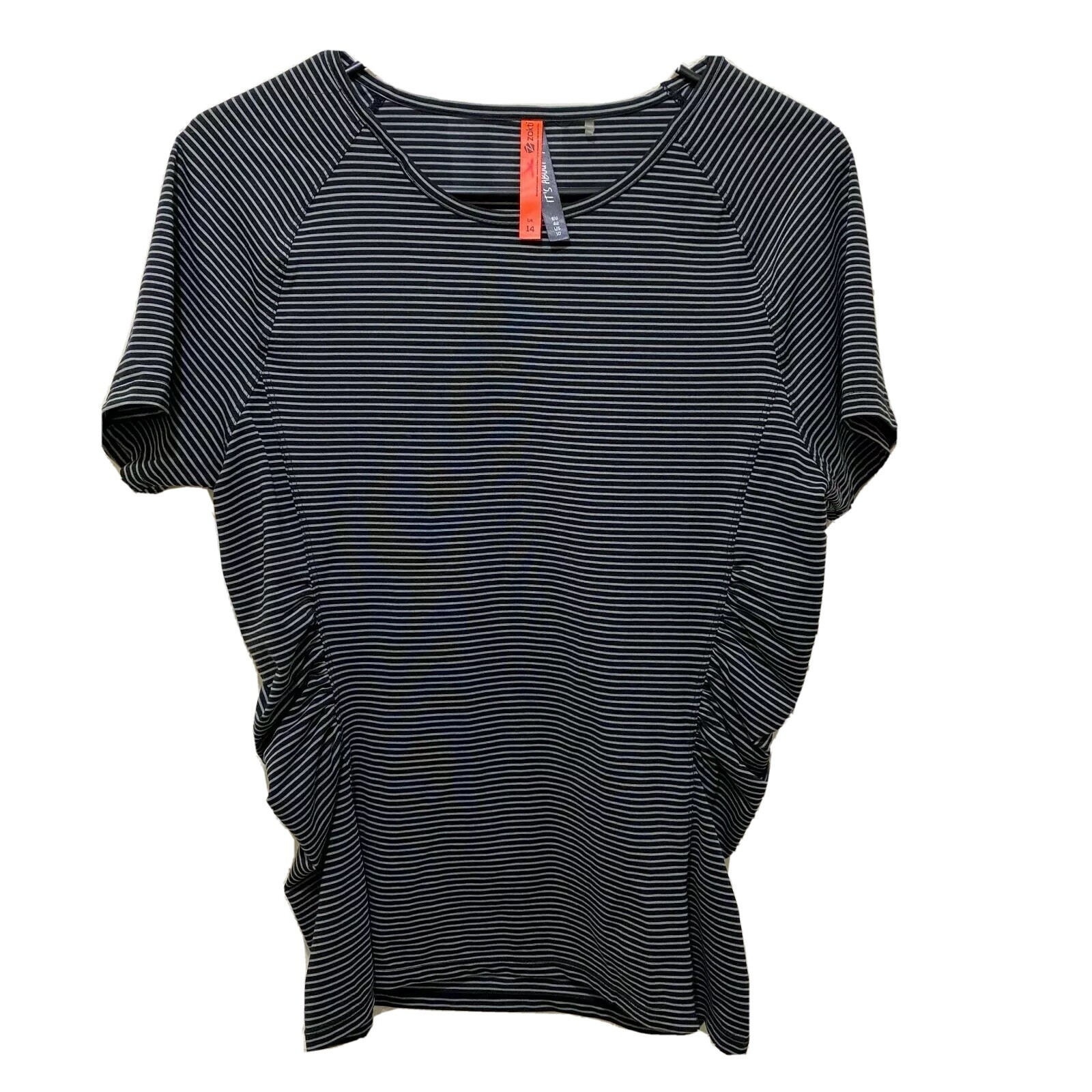Zakti Activewear Womens Workout Top Size 10 Medium Black Gray Stripe | eBay