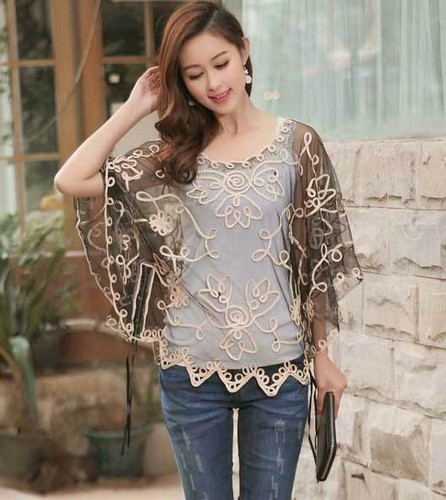 Women Sheer Bolero Shrug Handcraft Jacket Top Cloak Cape Wedding Prom Plus Size  - Picture 24 of 25