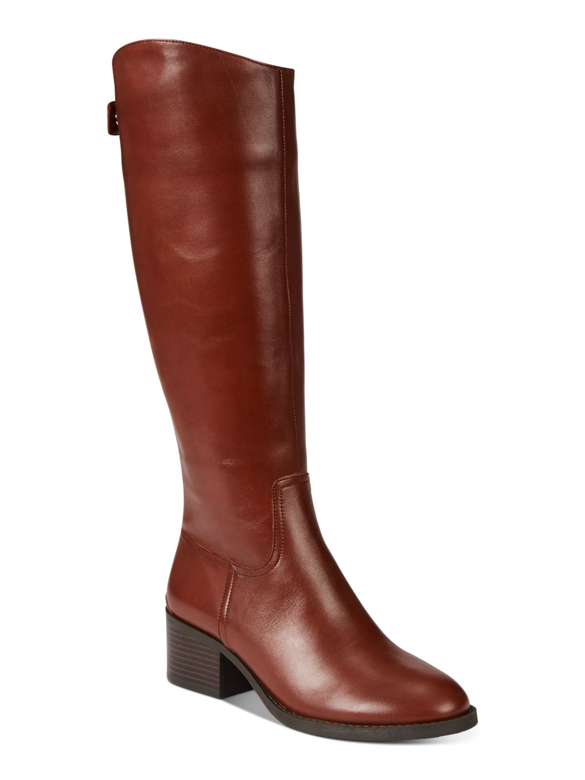 INC Womens Brown Line Cerie Round Toe Block Heel Leather Riding Boot 5.5 M