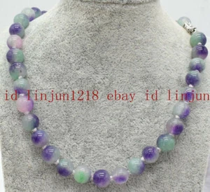 Pretty 8mm Bleu Rond Multicolore Kunzite Perles Gemme Collier 18"
