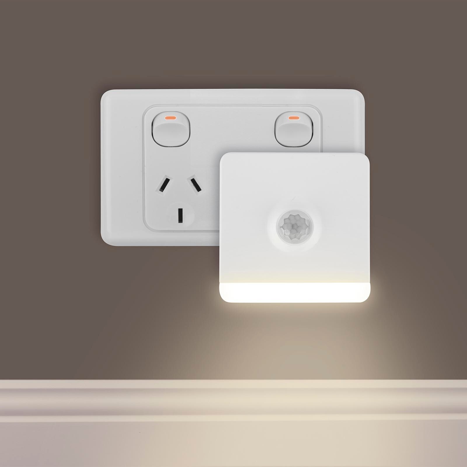 Arlec Plug in Motion Sensor Night Light 240v LED Square Nightlight 62 X ...